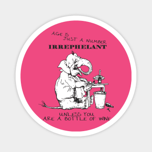 Age Is Just A Number Birthday Greeting Elephant Humor Magnet